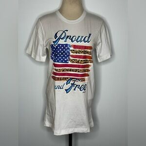White Kids T-Shirt with American Flag Design